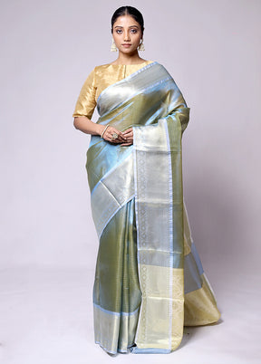 Green Tissue Silk Saree With Blouse Piece