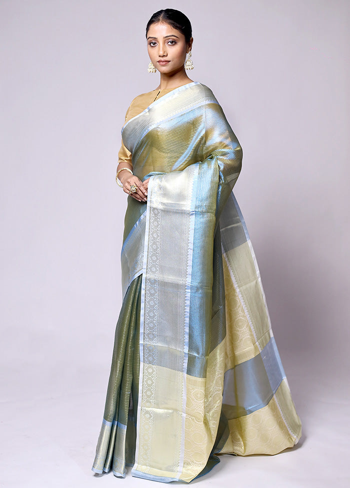 Green Tissue Silk Saree With Blouse Piece