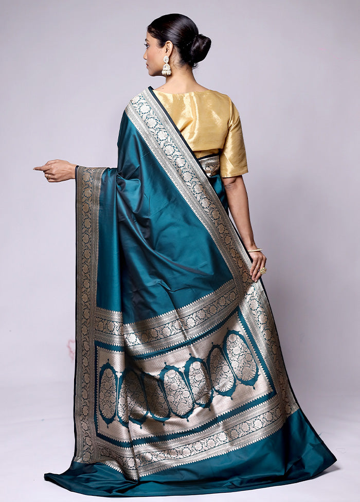 Green Katan Silk Saree With Blouse Piece