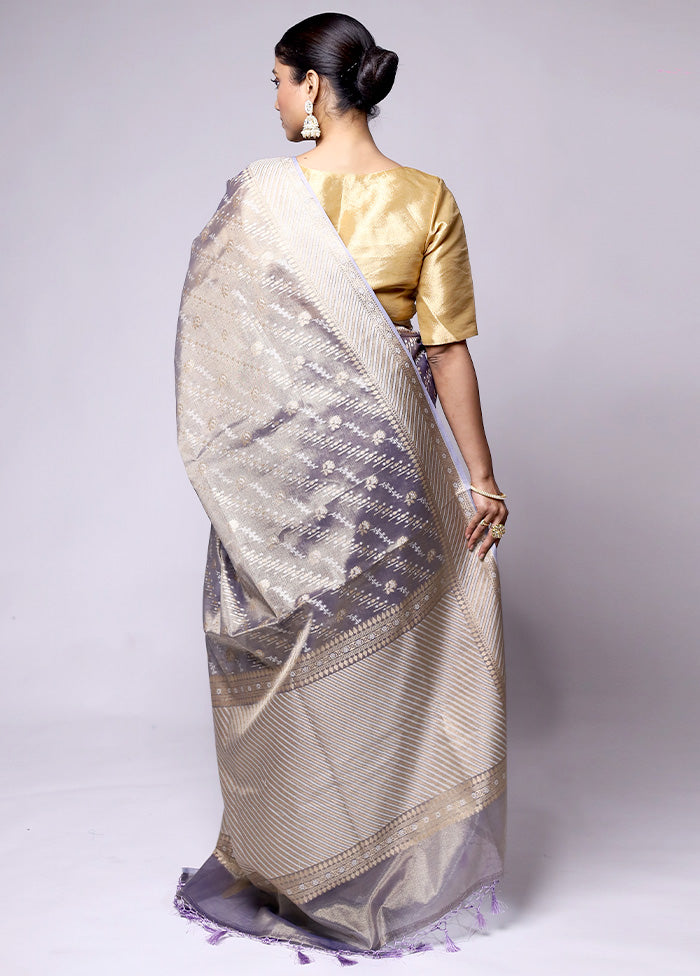 Grey Tissue Silk Saree With Blouse Piece