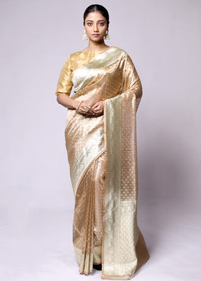 Cream Tissue Silk Saree With Blouse Piece