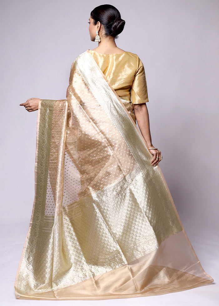 Cream Tissue Silk Saree With Blouse Piece