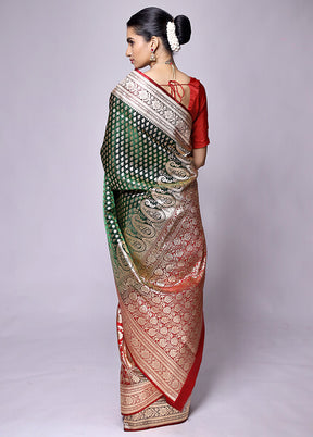 Green Banarasi Silk Saree With Blouse Piece