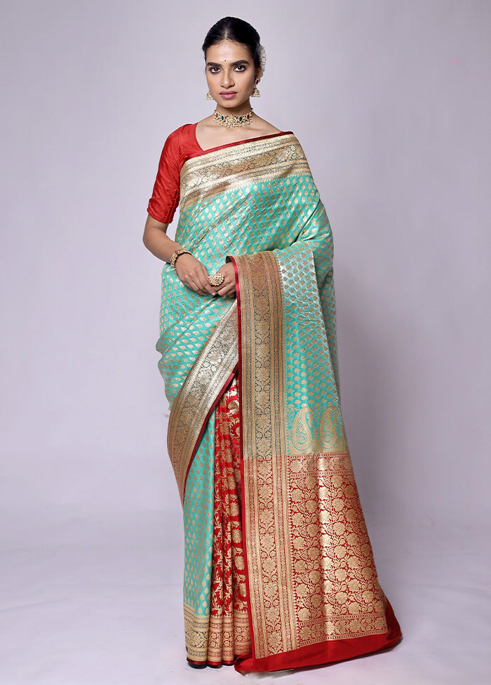 Green Banarasi Silk Saree With Blouse Piece