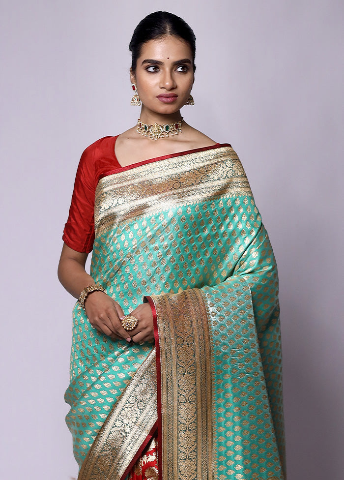 Green Banarasi Silk Saree With Blouse Piece