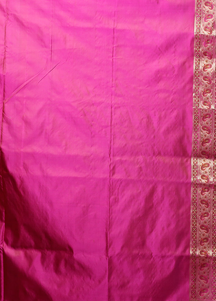 Pink Handloom Tanchoi Pure Silk Saree With Blouse Piece