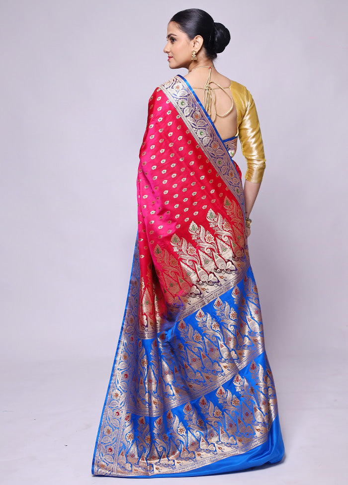 Pink Banarasi Silk Saree With Blouse Piece