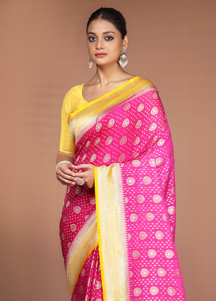 Pink Georgette Saree With Blouse Piece
