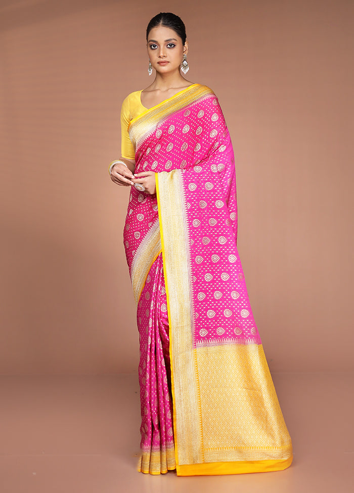 Pink Georgette Saree With Blouse Piece