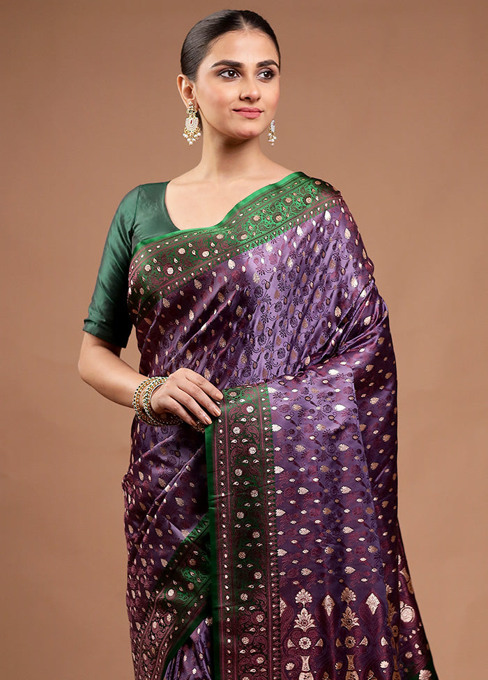 Purple Tanchoi Silk Saree With Blouse Piece