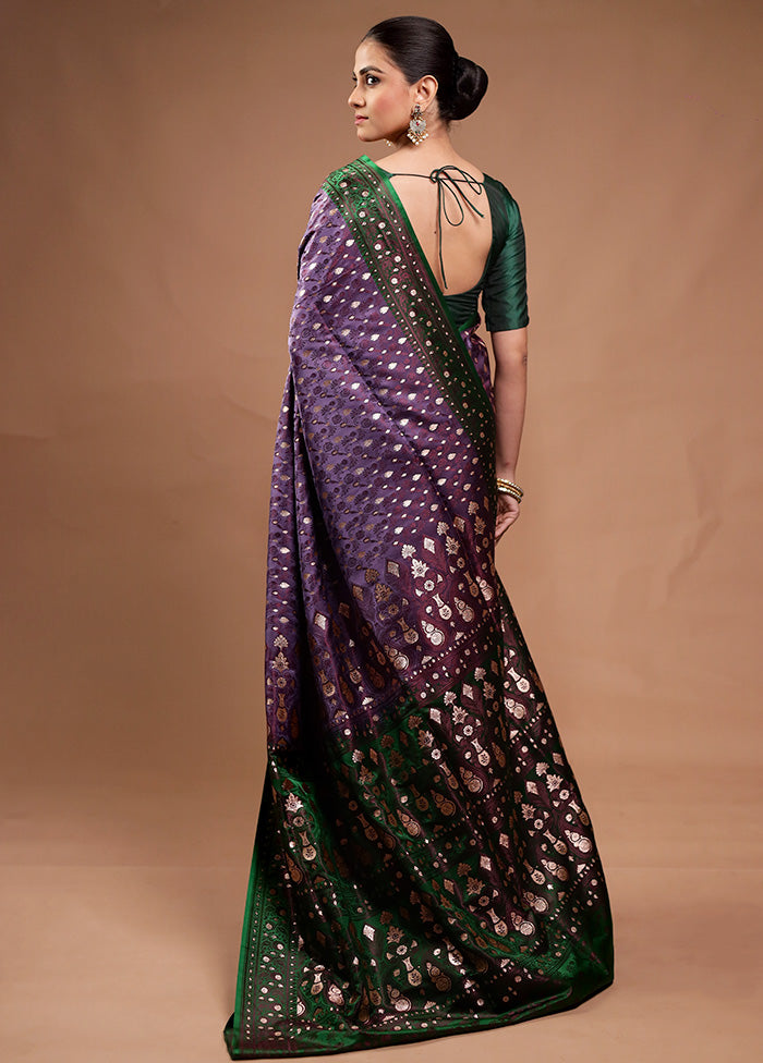 Purple Tanchoi Silk Saree With Blouse Piece