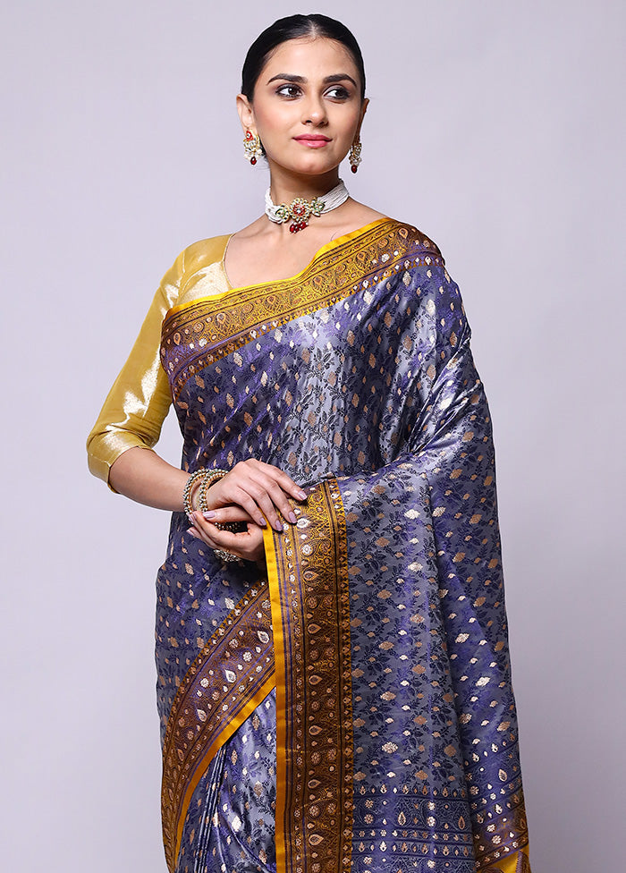 Purple Tanchoi Silk Saree With Blouse Piece