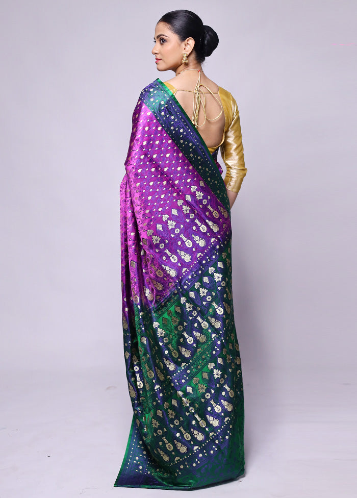 Purple Tanchoi Silk Saree With Blouse Piece