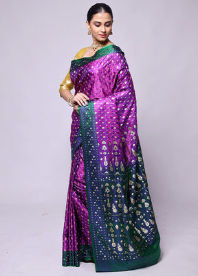 Purple Tanchoi Silk Saree With Blouse Piece