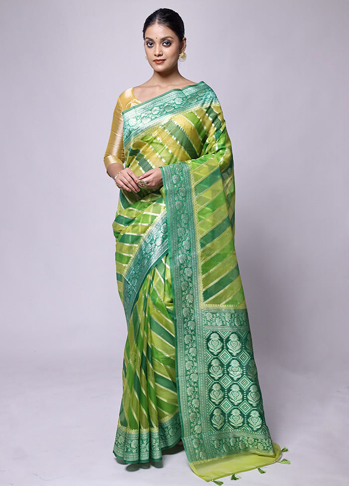 Green Organza Saree With Blouse Piece