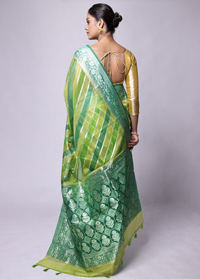 Green Organza Saree With Blouse Piece