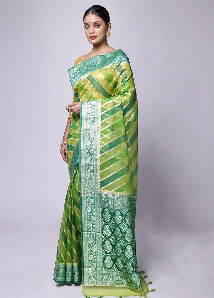 Green Organza Saree With Blouse Piece