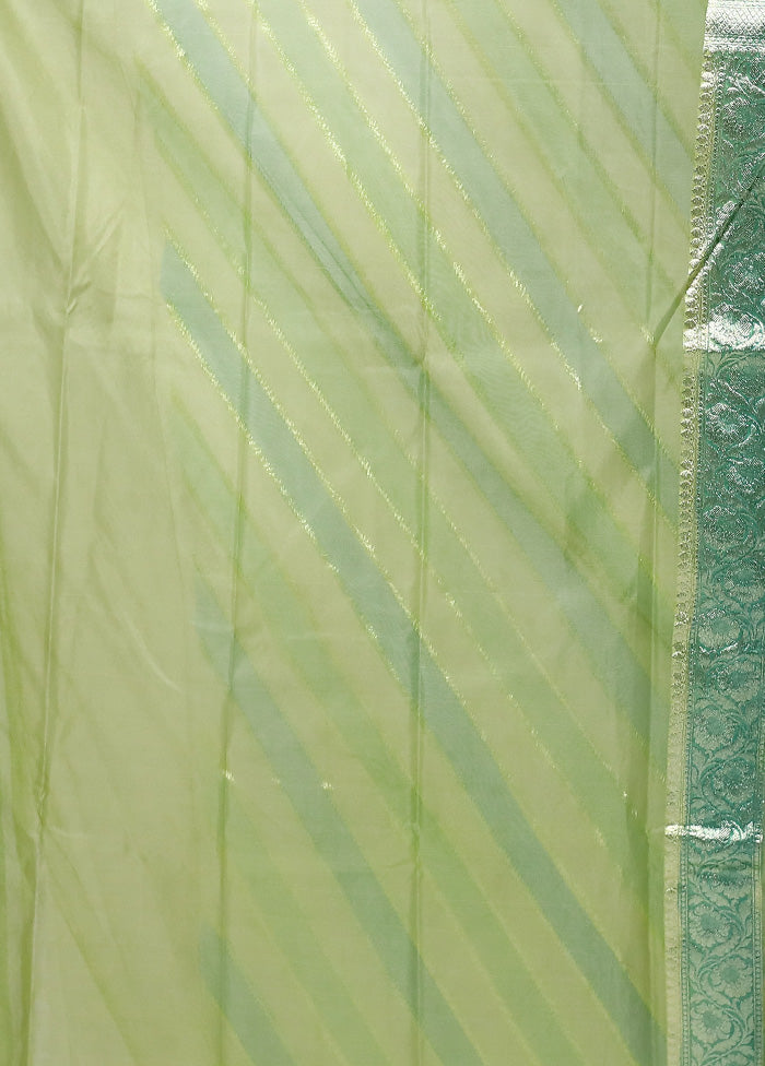 Green Organza Saree With Blouse Piece