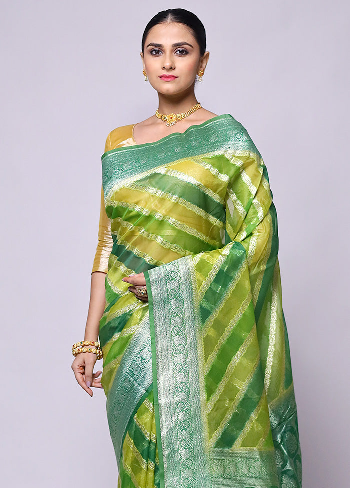 Green Organza Saree With Blouse Piece