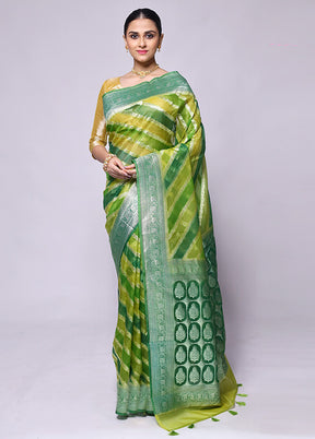 Green Organza Saree With Blouse Piece