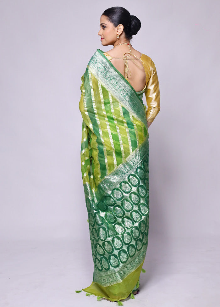 Green Organza Saree With Blouse Piece