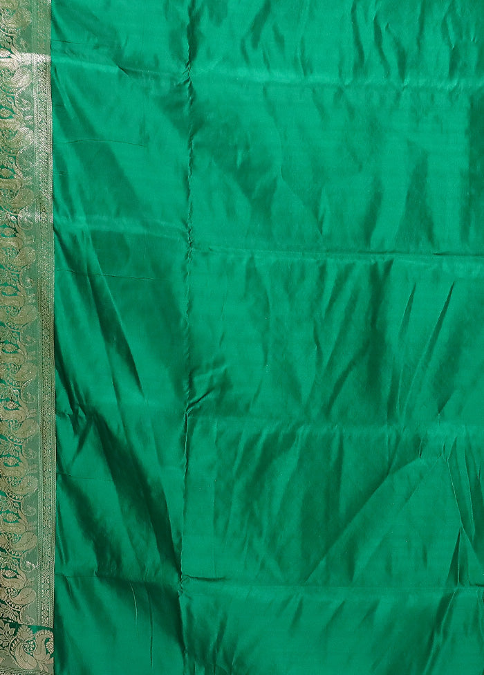 Green Handloom Banarasi Pure Silk Saree With Blouse Piece