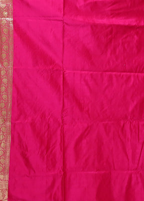 Pink Handloom Banarasi Pure Silk Saree With Blouse Piece