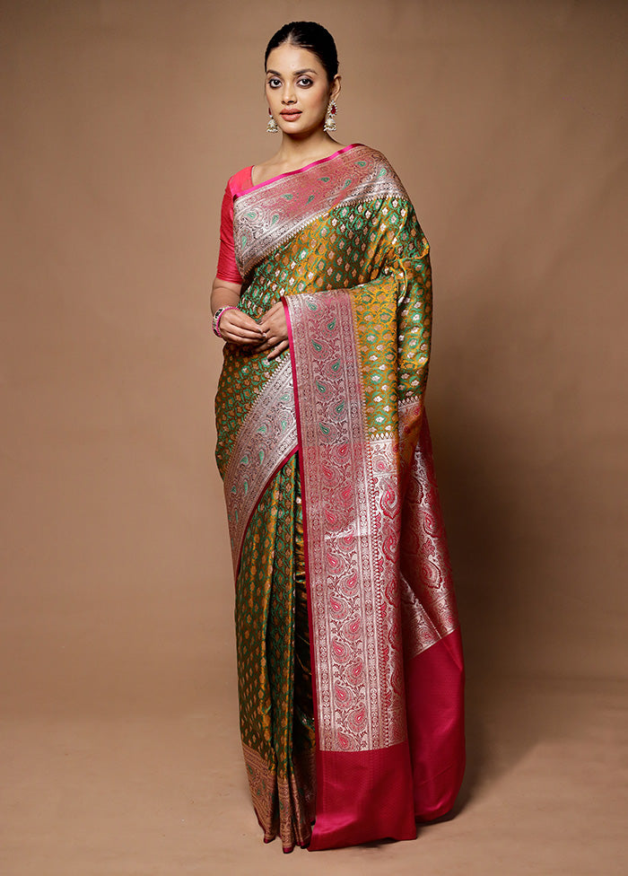 Green Tanchoi Silk Saree With Blouse Piece