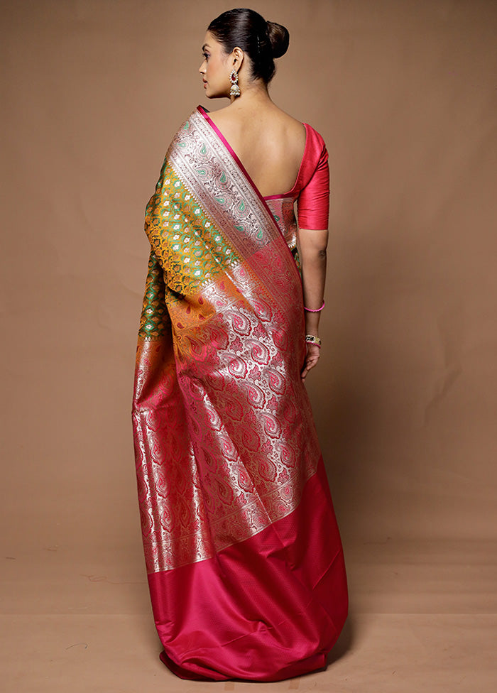 Green Tanchoi Silk Saree With Blouse Piece