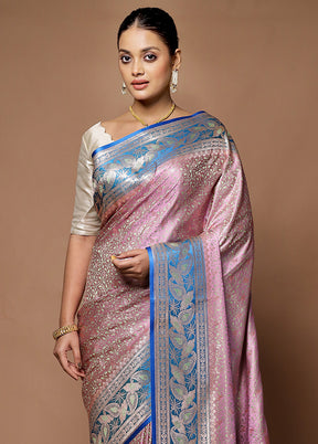 Pink Tanchoi Silk Saree With Blouse Piece