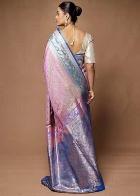 Pink Tanchoi Silk Saree With Blouse Piece