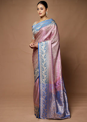 Pink Tanchoi Silk Saree With Blouse Piece