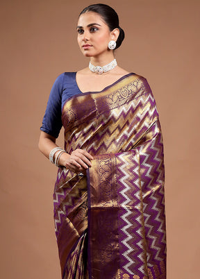 Golden Kanjivaram Silk Saree With Blouse Piece