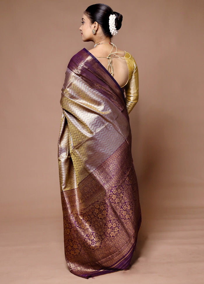 Brown Kanjivaram Silk Saree With Blouse Piece