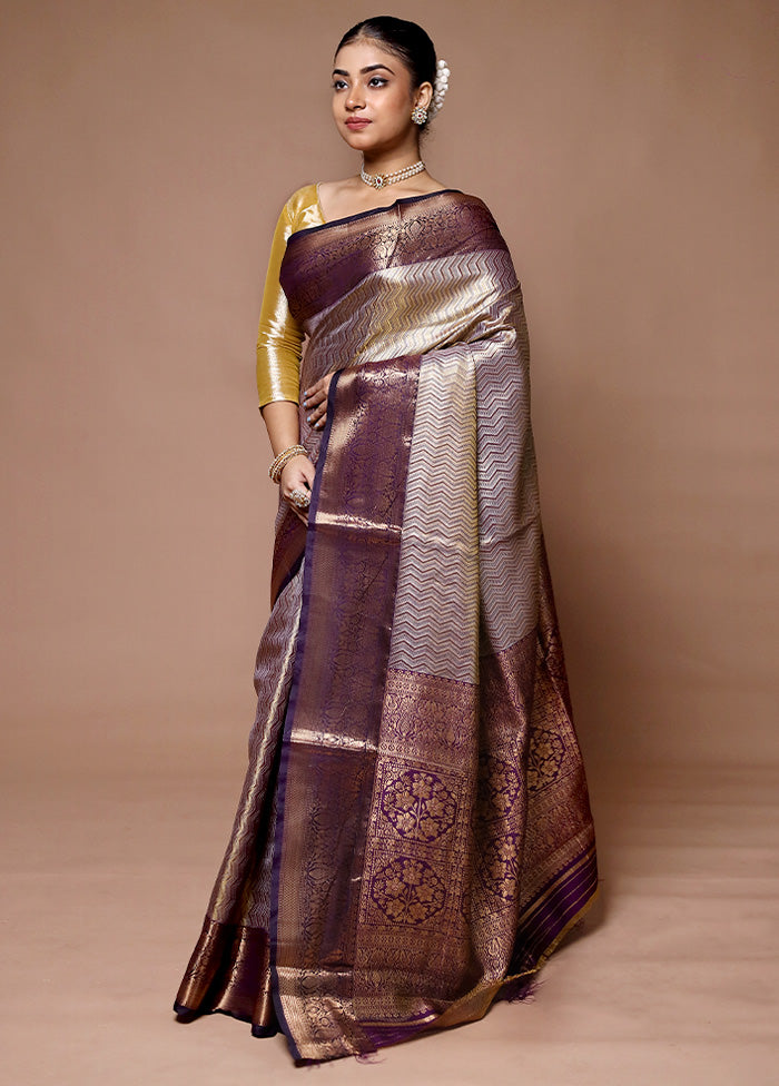 Brown Kanjivaram Silk Saree With Blouse Piece