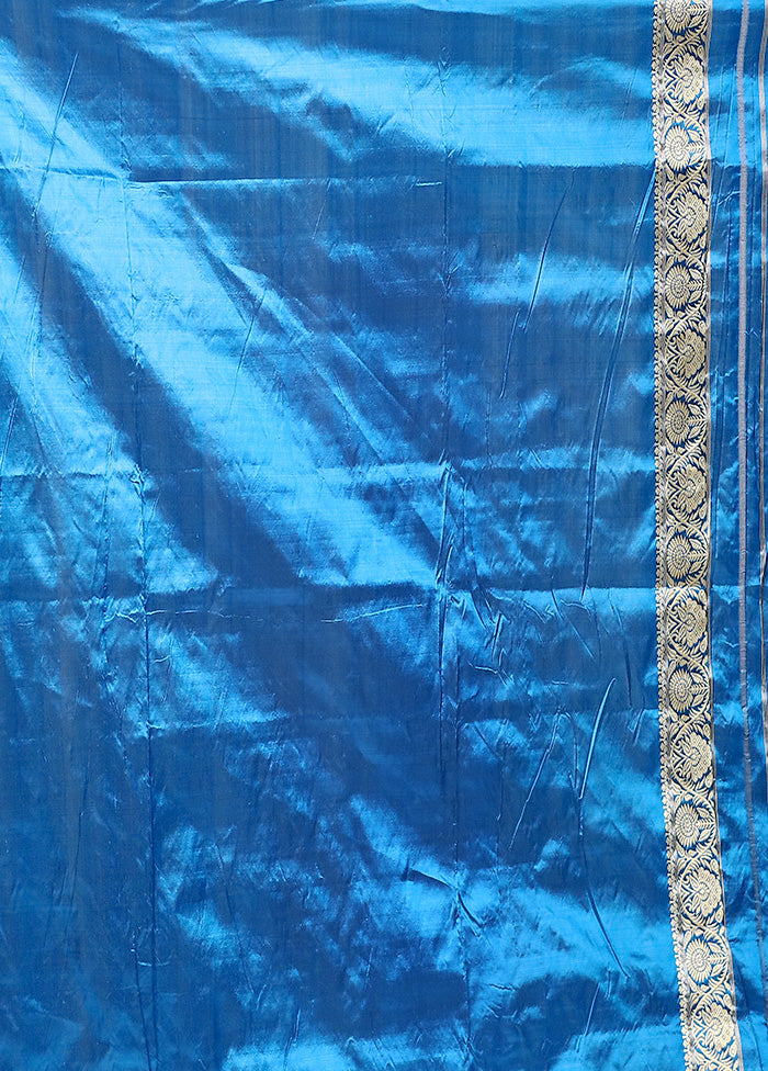 Blue Handloom Assam Pure Silk Saree With Blouse Piece