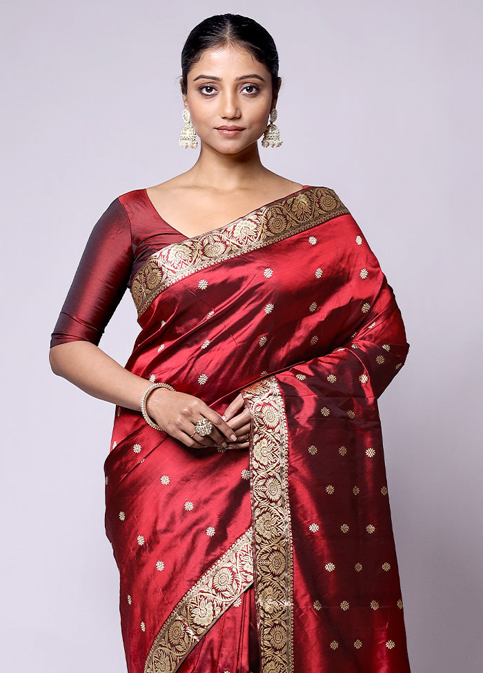 Red Handloom Assam Pure Silk Saree With Blouse Piece