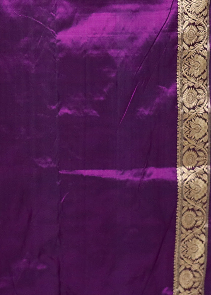 Purple Handloom Assam Pure Silk Saree With Blouse Piece