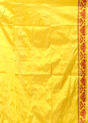 Yellow Handloom Assam Pure Silk Saree With Blouse Piece