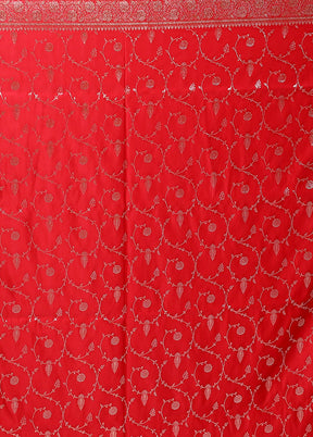 Red Banarasi Silk Saree With Blouse Piece