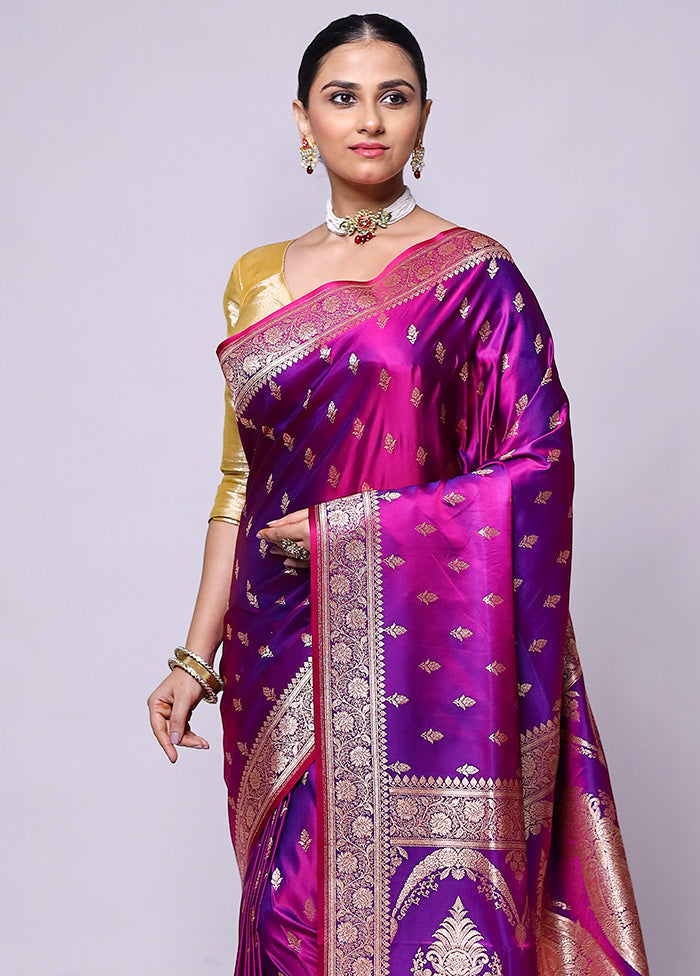 Pink Banarasi Silk Saree With Blouse Piece