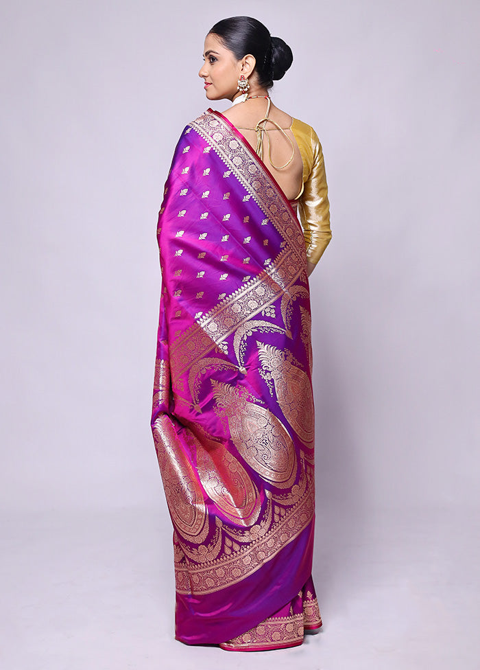 Pink Banarasi Silk Saree With Blouse Piece