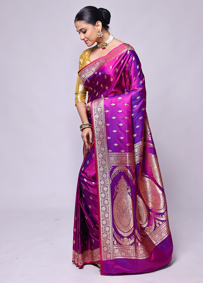 Pink Banarasi Silk Saree With Blouse Piece