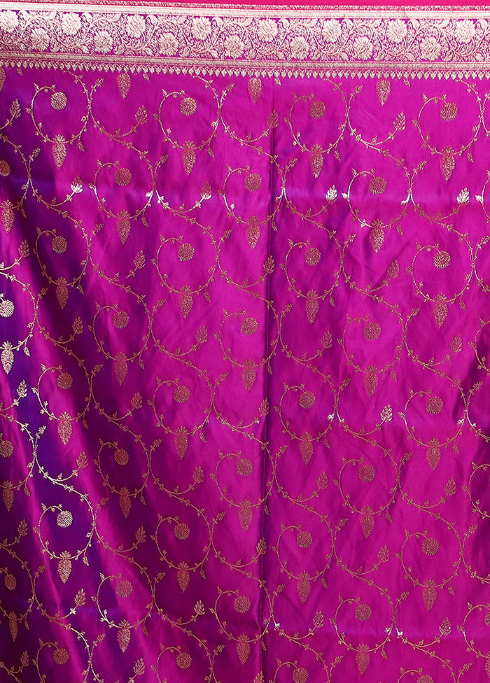 Pink Banarasi Silk Saree With Blouse Piece