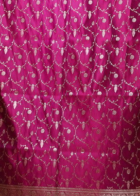 Pink Banarasi Silk Saree With Blouse Piece