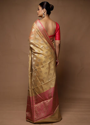 Cream Kora Silk Saree With Blouse Piece