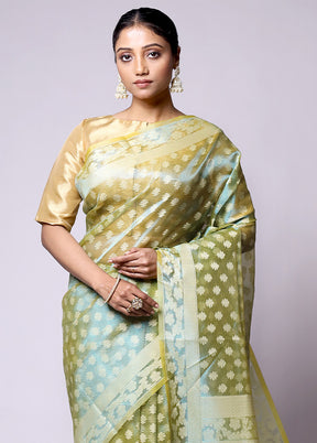 Green Tissue Silk Saree With Blouse Piece