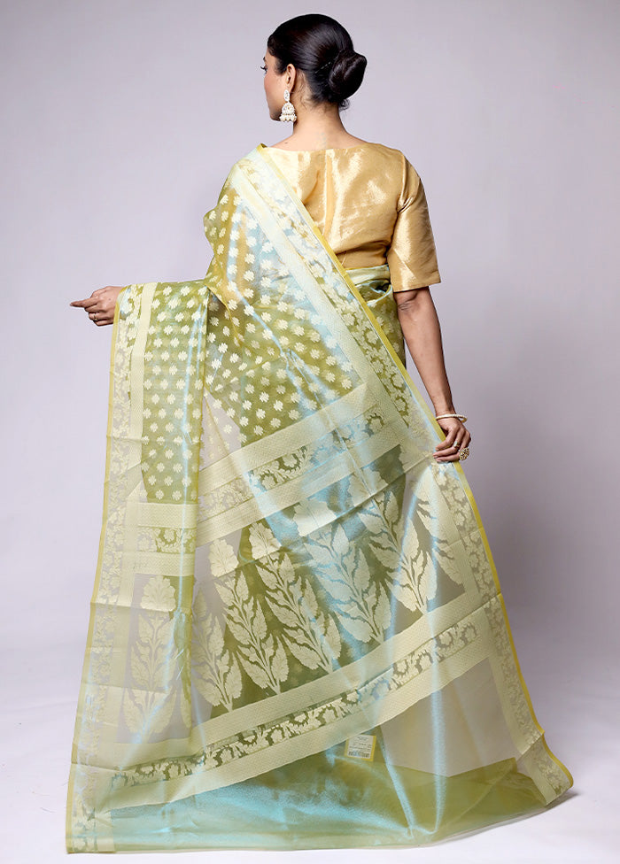 Green Tissue Silk Saree With Blouse Piece