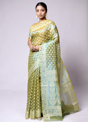 Green Tissue Silk Saree With Blouse Piece