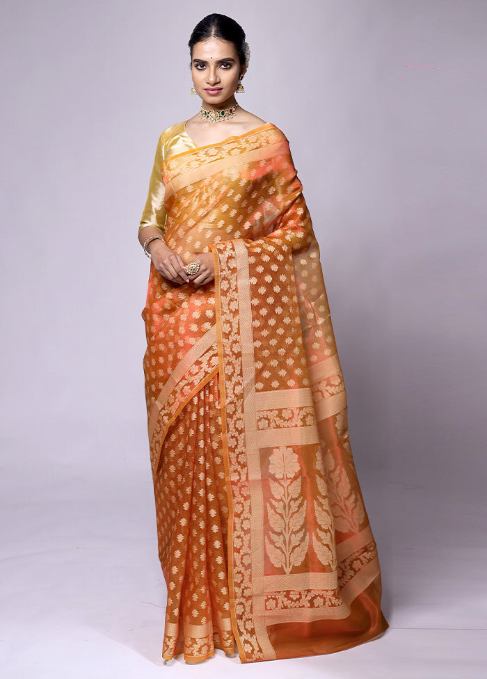 Yellow Tissue Silk Saree With Blouse Piece